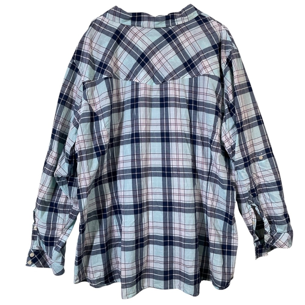 torrid Plaid Camp Shirt Plaid Alike Blue Button Front Button Sleeves Plus Size 5 - Picture 3 of 14